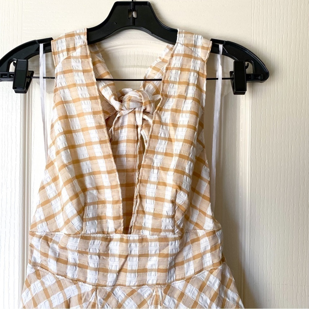 Free People Do The Twist Gingham Halter Mini Dress Tea Size 2 NWT - Picture 4 of 14
